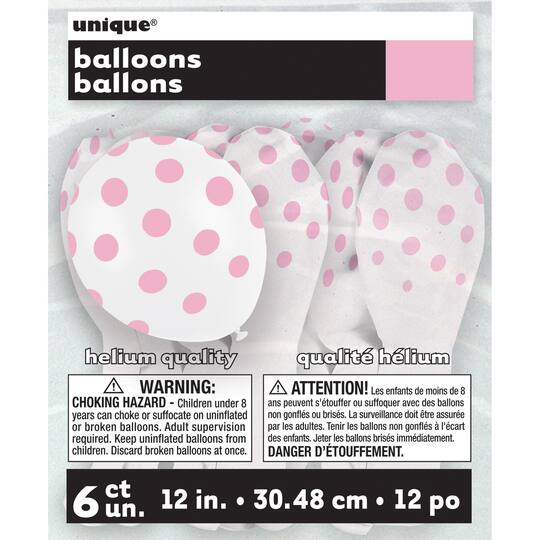 10x 12/" Light Pink//White Polka Dot Balloons Latex Birthday Party Decorations